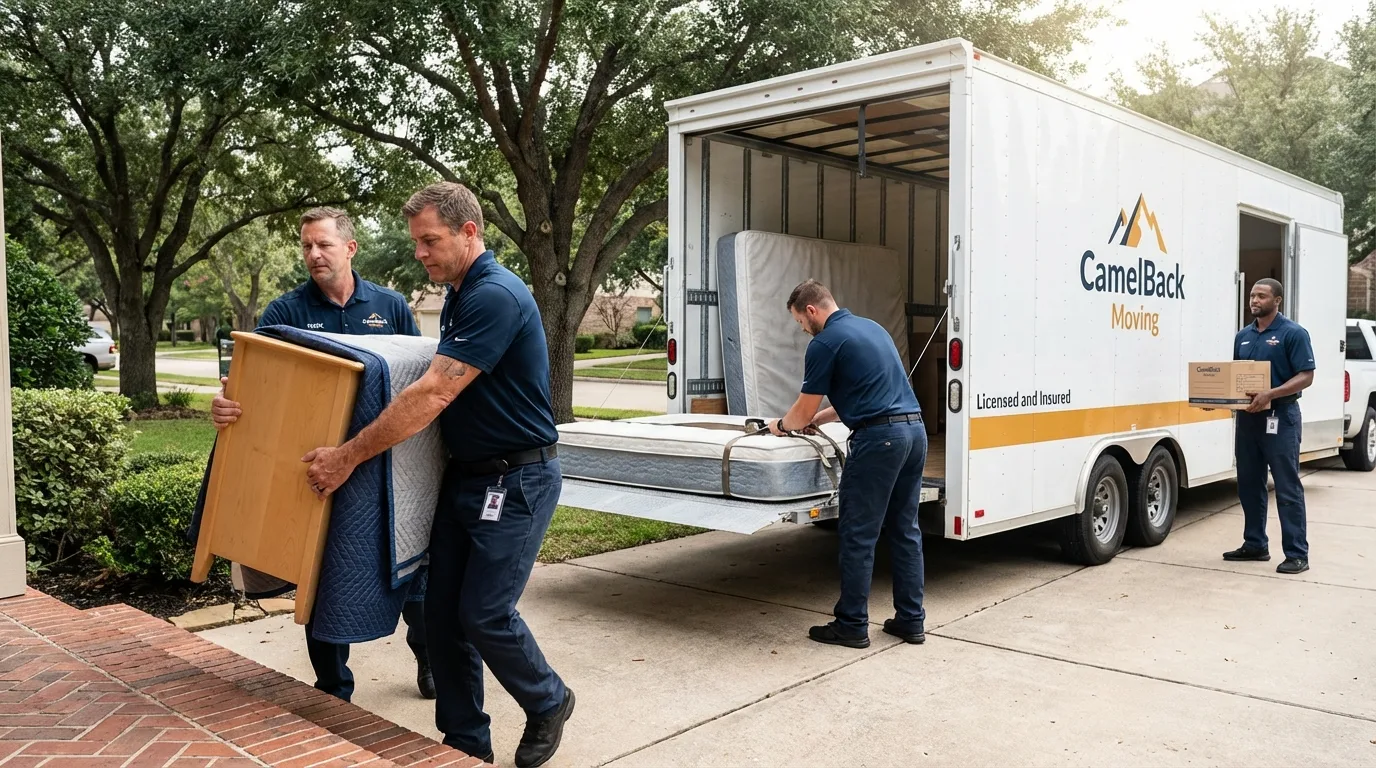Crew loading residential truck for cross-state move from Vidalia, LA